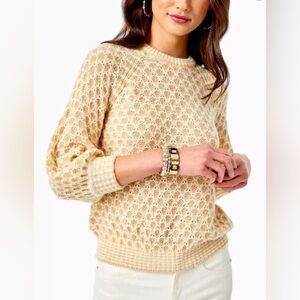 Lilly Pulitzer Women’s Corabelle Sweater Sandbar Honeycomb Size Large